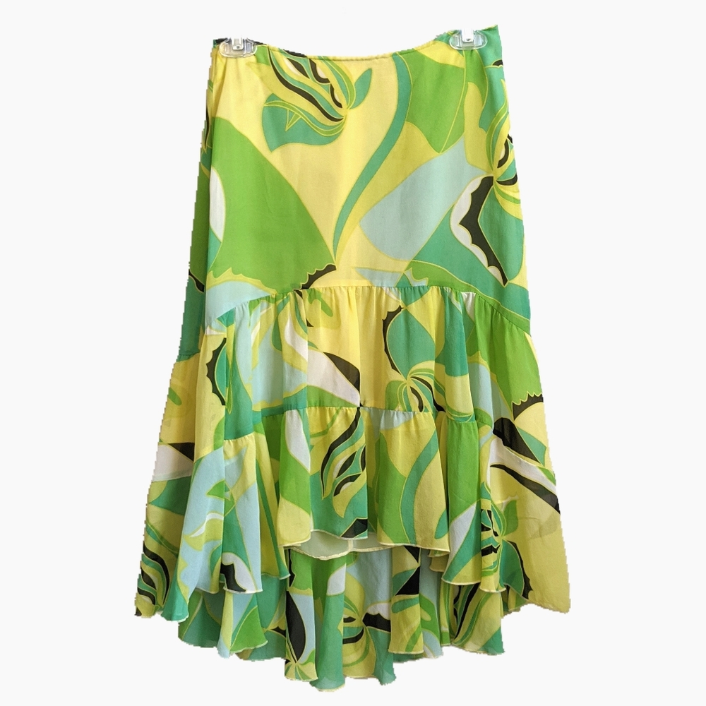 VINTAGE 90S SILK ABSTRACT MIDI SKIRT